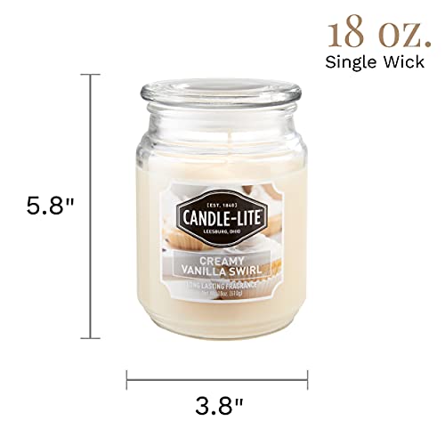 Candle-lite Scented Candles, Creamy Vanilla Swirl Fragrance, One 18 oz. Single-Wick Aromatherapy Candle with 110 Hours of Burn Time, Off-White Color - Image 4