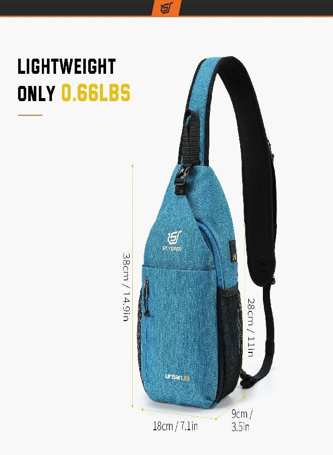 SKYSPER Sling Bag Crossbody Backpack - Chest Shoulder Cross Body Bag Travel Hiking Casual Daypack For Women Men(Blue)  - Image 5