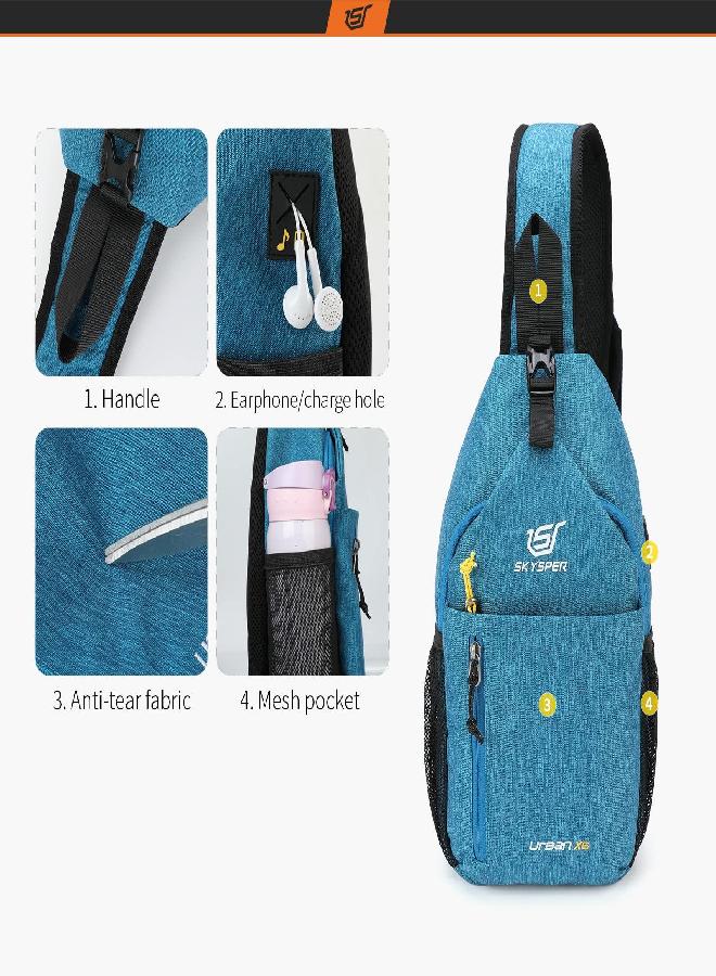 SKYSPER Sling Bag Crossbody Backpack - Chest Shoulder Cross Body Bag Travel Hiking Casual Daypack For Women Men(Blue)  - Image 4