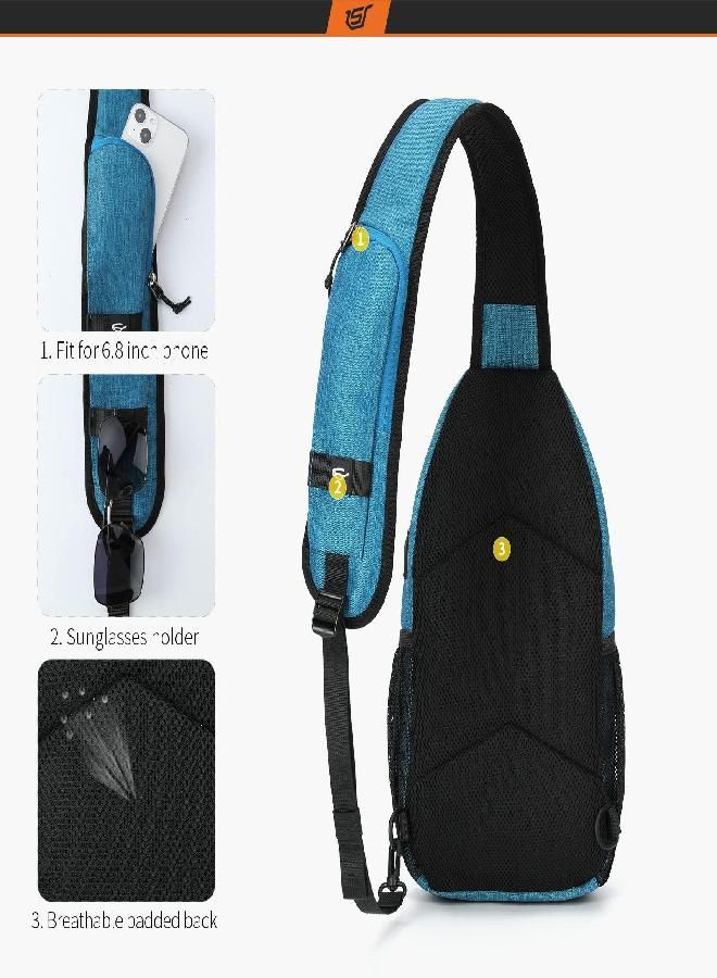 SKYSPER Sling Bag Crossbody Backpack - Chest Shoulder Cross Body Bag Travel Hiking Casual Daypack For Women Men(Blue)  - Image 3