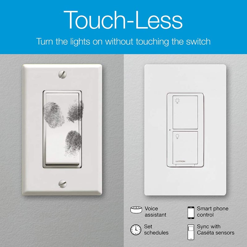 Lutron Caseta Original Smart Switch with Wallplate (Lutron Smart Hub Required), for LED Lights and Fans, 5 Amp, Single-Pole/3Way, Neutral Required, PDW-5ANS-WH-A, White - Image 5