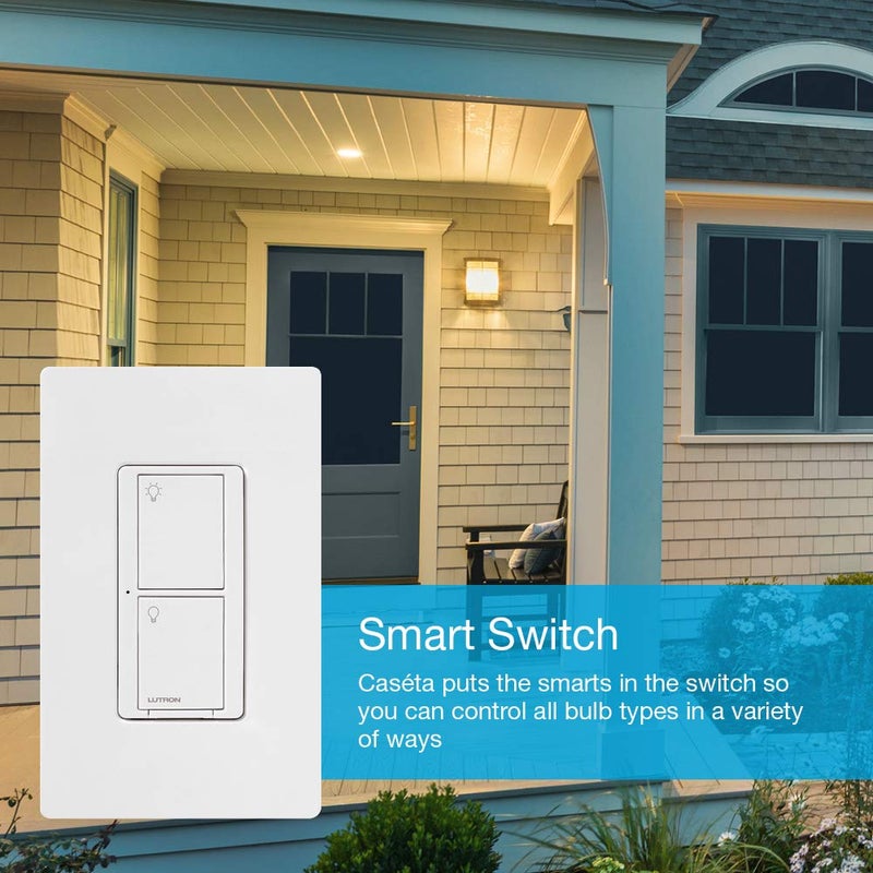 Lutron Caseta Original Smart Switch with Wallplate (Lutron Smart Hub Required), for LED Lights and Fans, 5 Amp, Single-Pole/3Way, Neutral Required, PDW-5ANS-WH-A, White - Image 3