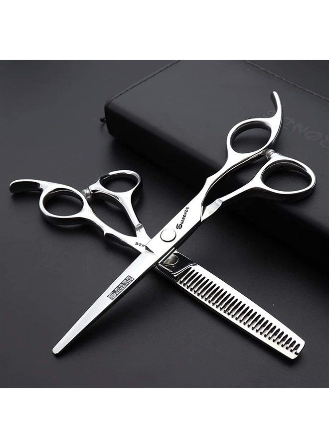 AXEMOORE مجموعة مقصات شعر احترافية 2 قطعة مقصات قص مقصات تخفيف مجموعة مقصات حلاقة - Image 1