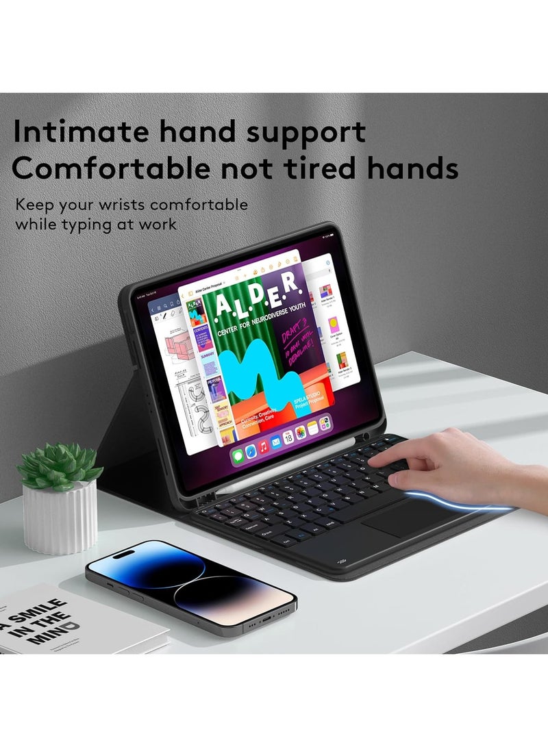 Arabic and English Keyboard Case for IPad Air 11 Inch 2024 (Model:A2899;A2900),With Mouse and Pen Slot,Detachable Keyboard Case - Image 4