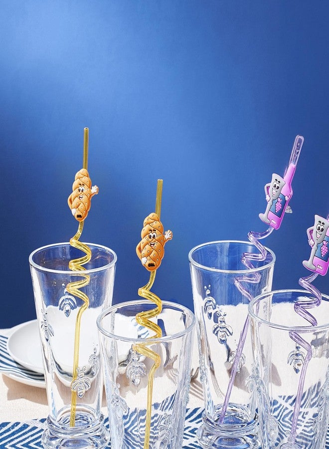 رايت لايت مجموعة رايت لايت من 4 شفاطات ملونة قابلة لإعادة الاستخدام خاصة بيوم السبت - 2 شفاطات عليها رمز الخبز اليهودي و2 شفاطات عليها رمز أكواب القداس - ممتعة ومثالية لمشروبات يوم السبت - Image 3