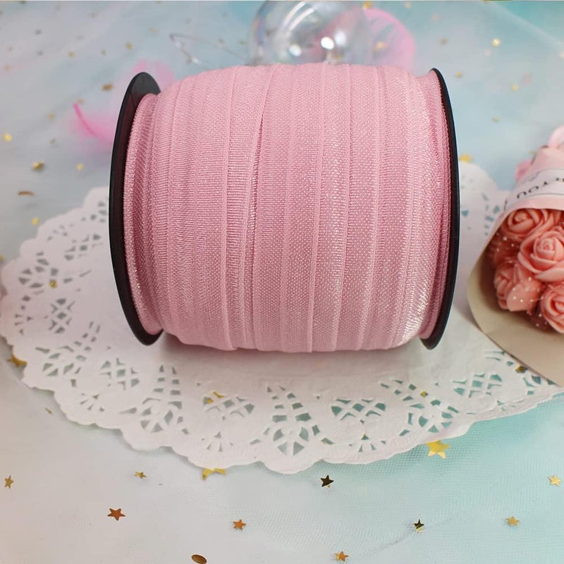 JESEP Pink Fold Over Elastic 5/8 inch 15mm Elastic Bands for Sewing 40 Yards Wide Elastic Headbands Stretchy Ribbon for Crafts-Elastic Straps Trim for Girls Hair Ties-Bow-DIY Projects-Clothes - Image 4