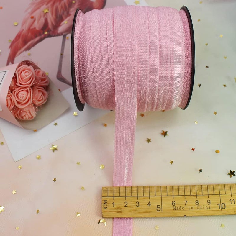 JESEP Pink Fold Over Elastic 5/8 inch 15mm Elastic Bands for Sewing 40 Yards Wide Elastic Headbands Stretchy Ribbon for Crafts-Elastic Straps Trim for Girls Hair Ties-Bow-DIY Projects-Clothes - Image 5
