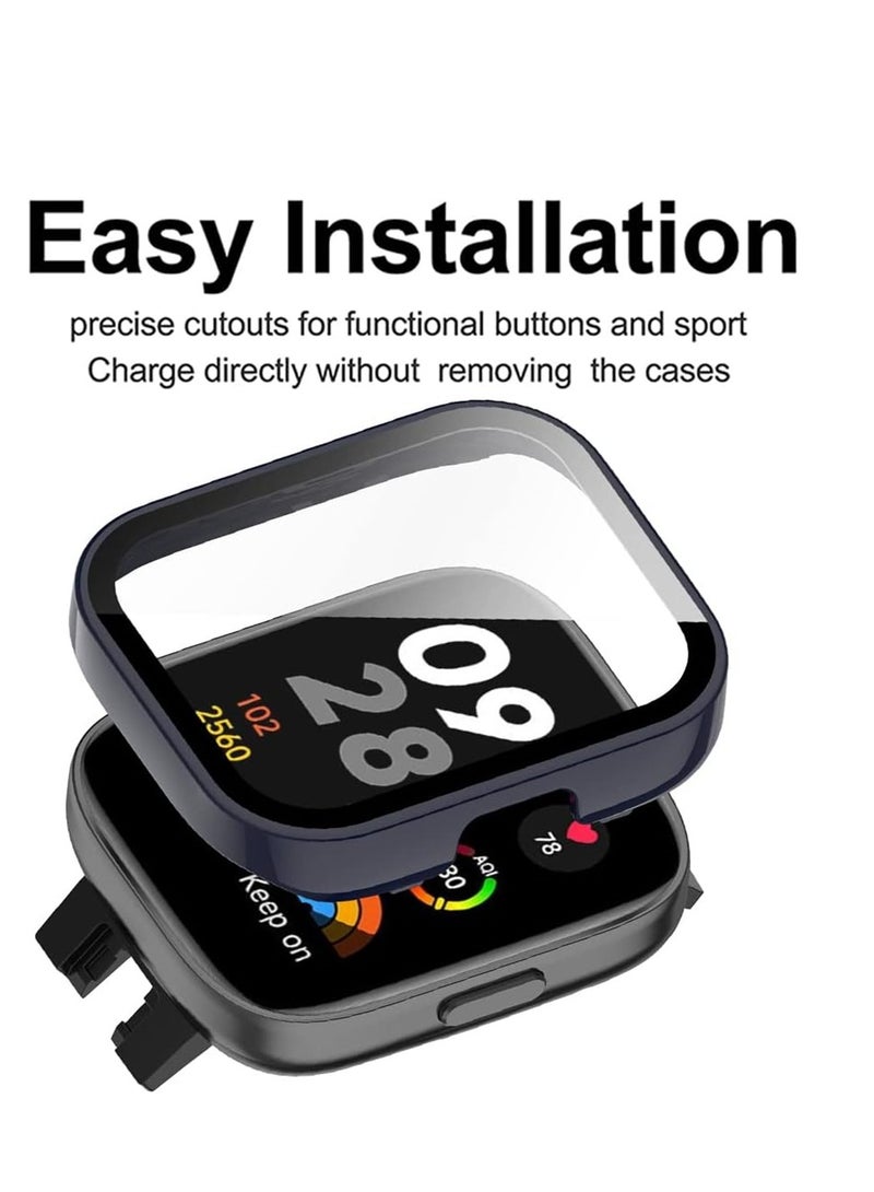 2 Pcs Case With Tempered Glass Screen Protector Compatible for Xiaomi Redmi Watch 3 9H Hardness All-round Protective Cover Ultra-thin Protective PC Case Cover - Image 2