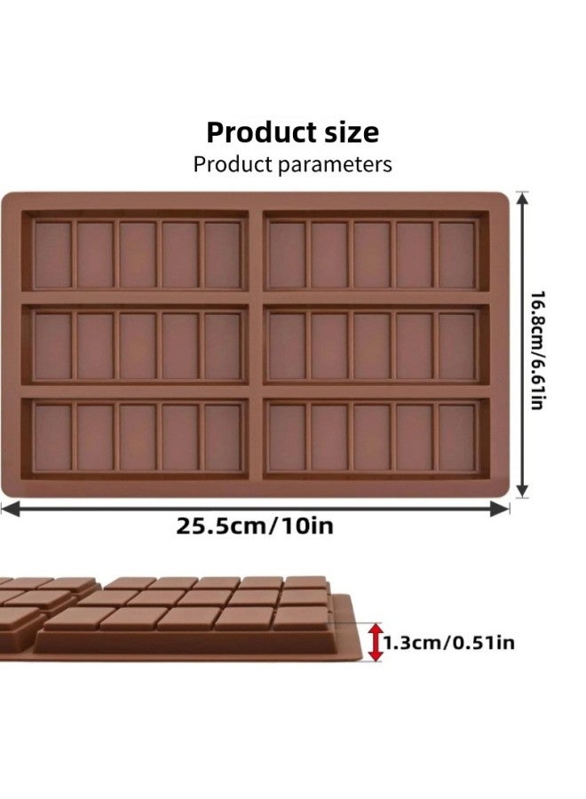 6 Company Long Square Chocolate Mold Food Grade Silicone DIY Baking Utensils Kitchen Cake Mold Full Version-Color:Coffee Color - Image 1