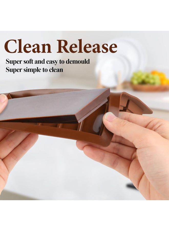 6 Company Long Square Chocolate Mold Food Grade Silicone DIY Baking Utensils Kitchen Cake Mold Full Version-Color:Coffee Color - Image 3