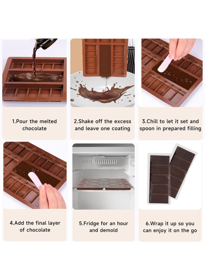 6 Company Long Square Chocolate Mold Food Grade Silicone DIY Baking Utensils Kitchen Cake Mold Full Version-Color:Coffee Color - Image 5