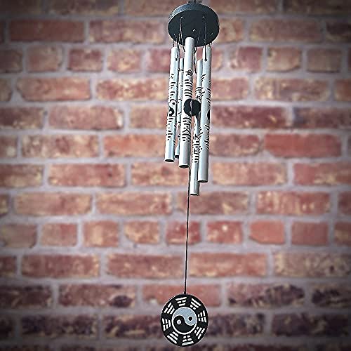 RIPE INDIA Yin Yang Wind Chime 5 Pipe Small Silver Color - Image 3