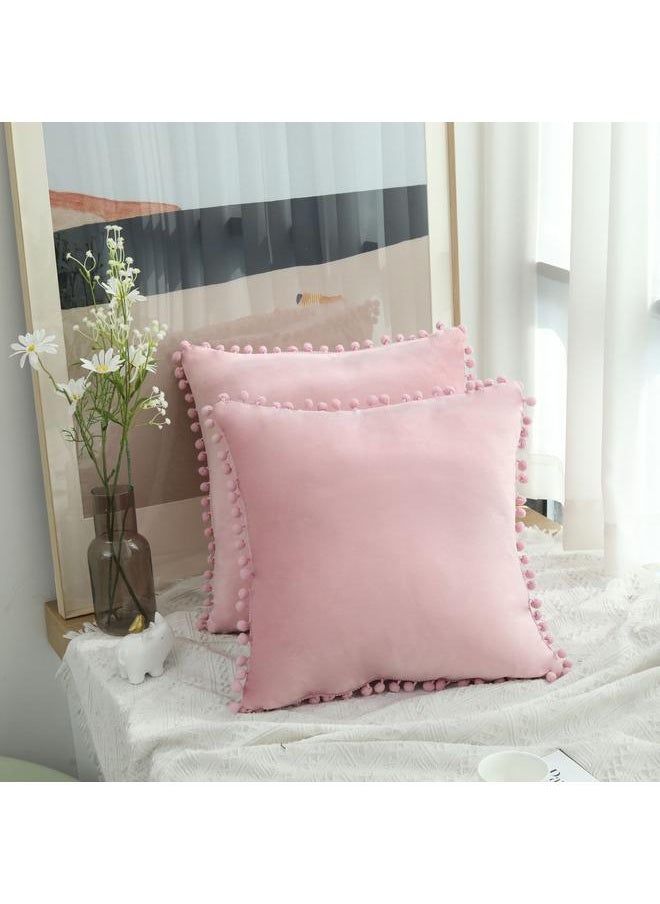 yongsheng Top Finel Blush Pink Throw Pillow Covers 18x18 Inches for Couch Aesthetic Decorative Sofa Pillow Covers Set of 2 Soft Velvet Cushion Cover  - Image 5