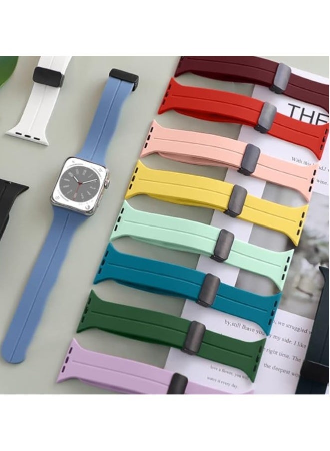 NIBEMINENT Magnetic for Apple Watch Ultra Band 49mm 45mm 44mm 41mm 40mm iWatch Bands 38mm 42mm Men/Women,Soft Sport Silicone Replacement Wristband Strap for Apple Watch Band Series 9 8/7/6/5/4/3/2/SE/Ultra 2  - Image 4