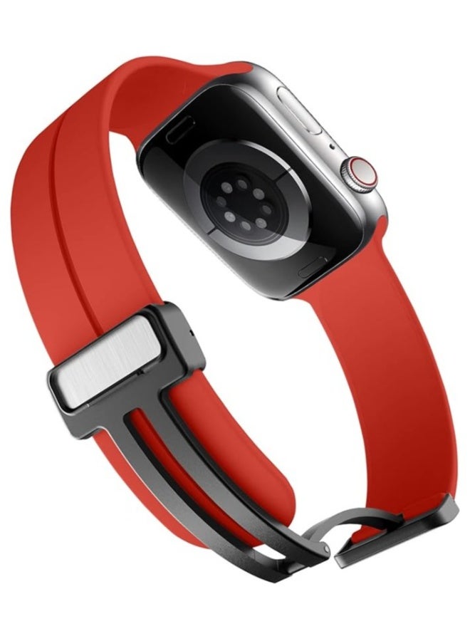 NIBEMINENT Magnetic for Apple Watch Ultra Band 49mm 45mm 44mm 41mm 40mm iWatch Bands 38mm 42mm Men/Women,Soft Sport Silicone Replacement Wristband Strap for Apple Watch Band Series 9 8/7/6/5/4/3/2/SE/Ultra 2  - Image 3