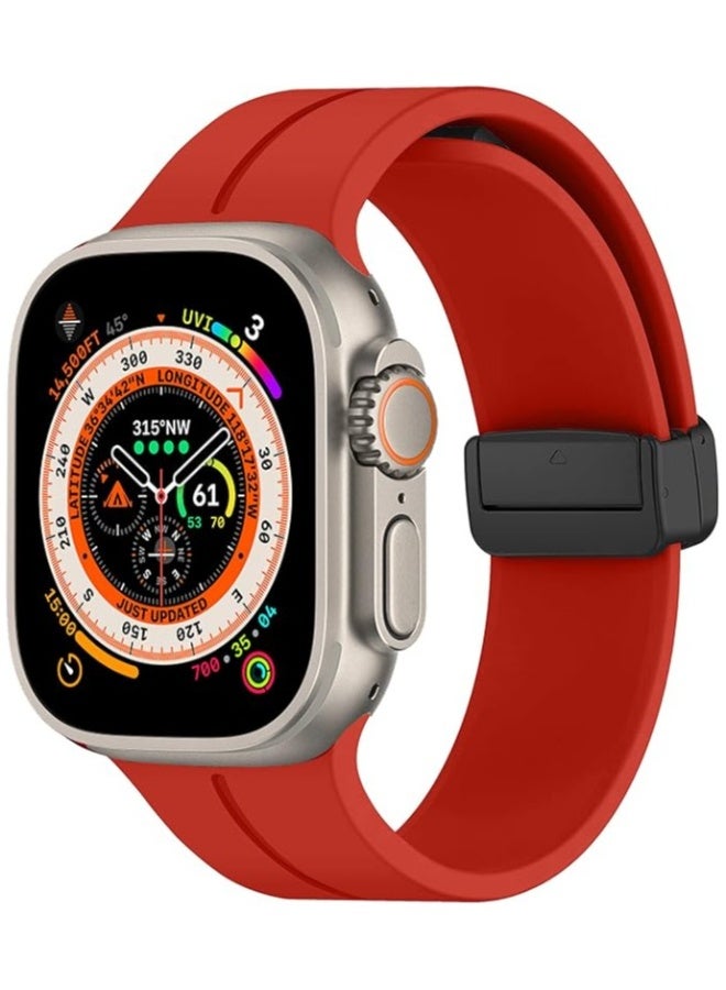 NIBEMINENT Magnetic for Apple Watch Ultra Band 49mm 45mm 44mm 41mm 40mm iWatch Bands 38mm 42mm Men/Women,Soft Sport Silicone Replacement Wristband Strap for Apple Watch Band Series 9 8/7/6/5/4/3/2/SE/Ultra 2  - Image 1