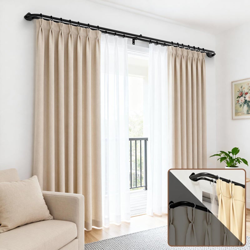 Abiglifty Double Curtain Rods, Wrap Around Curtain Rods, Extendable Double Curtain Rods for Windows, Room Darkening Double Drapery Rod, Black (24-48") - Image 3