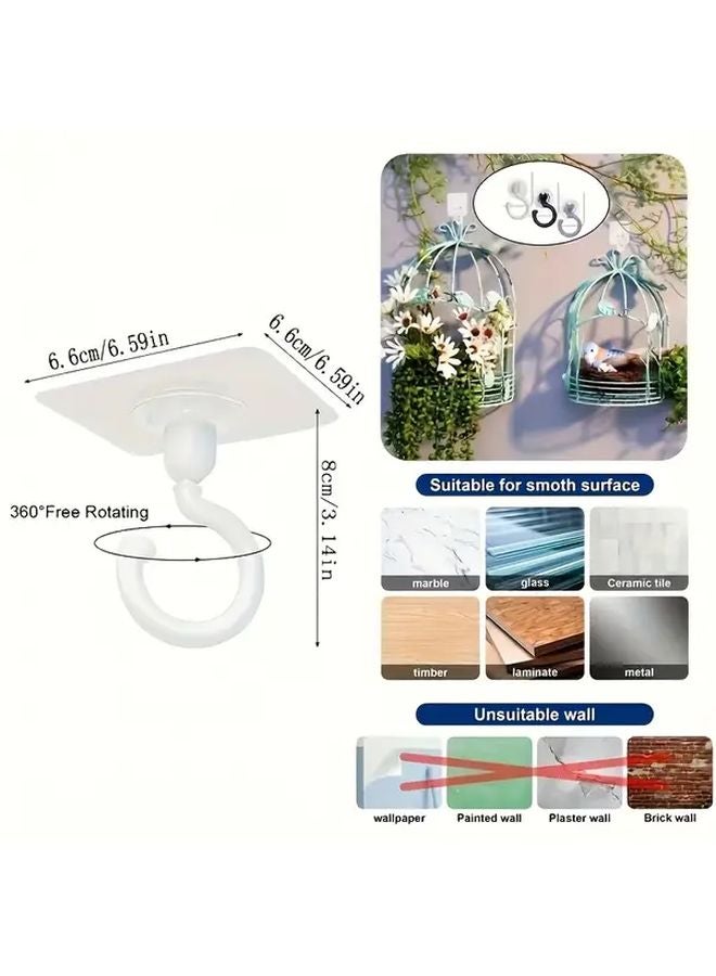 Gray Rotatable Ceiling Hooks 8pcs Adhesive Multi Functional Hanging For Lights Plant Lanterns - Image 4
