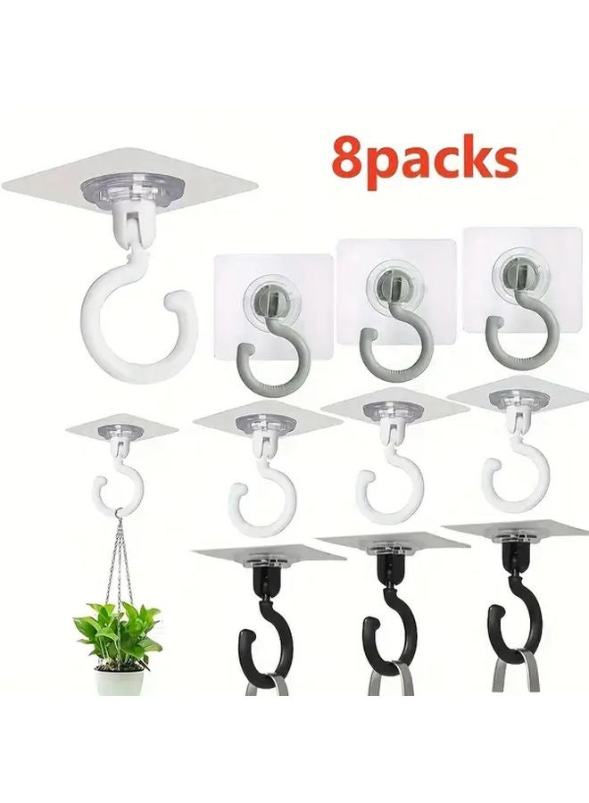 Gray Rotatable Ceiling Hooks 8pcs Adhesive Multi Functional Hanging For Lights Plant Lanterns - Image 2