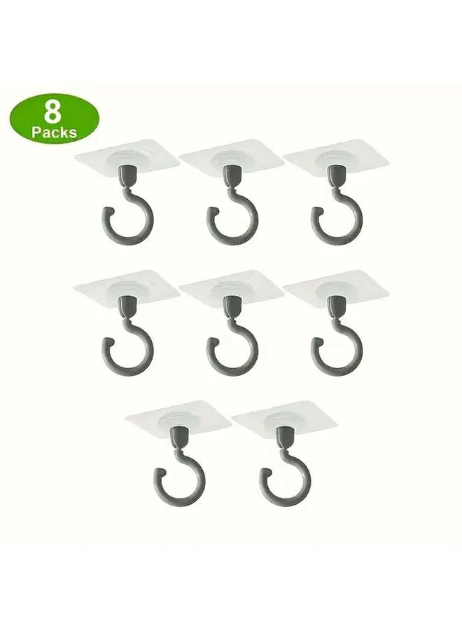Gray Rotatable Ceiling Hooks 8pcs Adhesive Multi Functional Hanging For Lights Plant Lanterns - Image 1