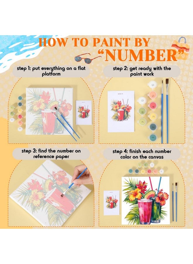 Nezyo Nezyo 12 Sets Paint by Numbers with Frame for Adult Beginners Canvas, DIY Acrylic Paint by Number Canvas for Painting Party, Classroom Activity Birthday Gift, 8 x 8 Inch  - Image 3