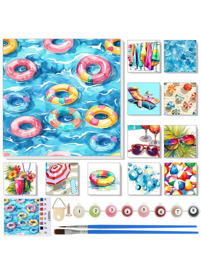 Nezyo Nezyo 12 Sets Paint by Numbers with Frame for Adult Beginners Canvas, DIY Acrylic Paint by Number Canvas for Painting Party, Classroom Activity Birthday Gift, 8 x 8 Inch  - Image 1