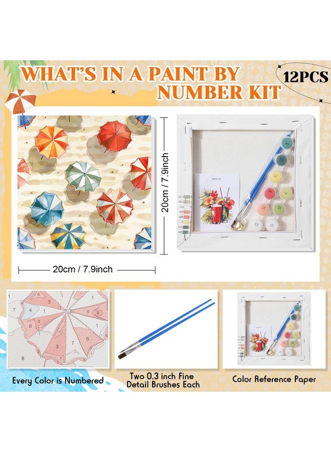 Nezyo Nezyo 12 Sets Paint by Numbers with Frame for Adult Beginners Canvas, DIY Acrylic Paint by Number Canvas for Painting Party, Classroom Activity Birthday Gift, 8 x 8 Inch  - Image 4