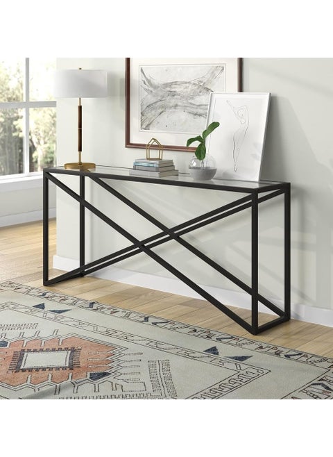 Modern Glass Console Table with Storage Shelves Versatile and Stylish Glass Sofa Table for Living Room Entryway and Kitchen Perfect Display Table