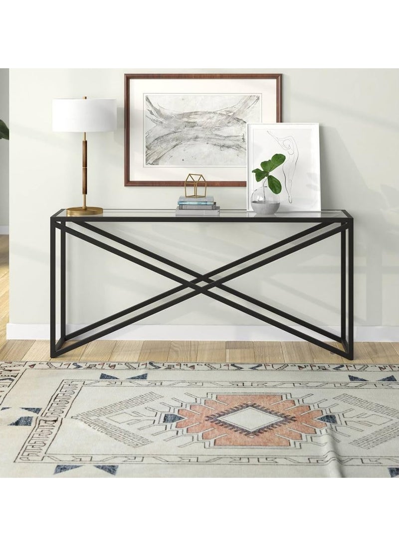 Modern Glass Console Table with Storage Shelves Versatile and Stylish Glass Sofa Table for Living Room Entryway and Kitchen Perfect Display Table