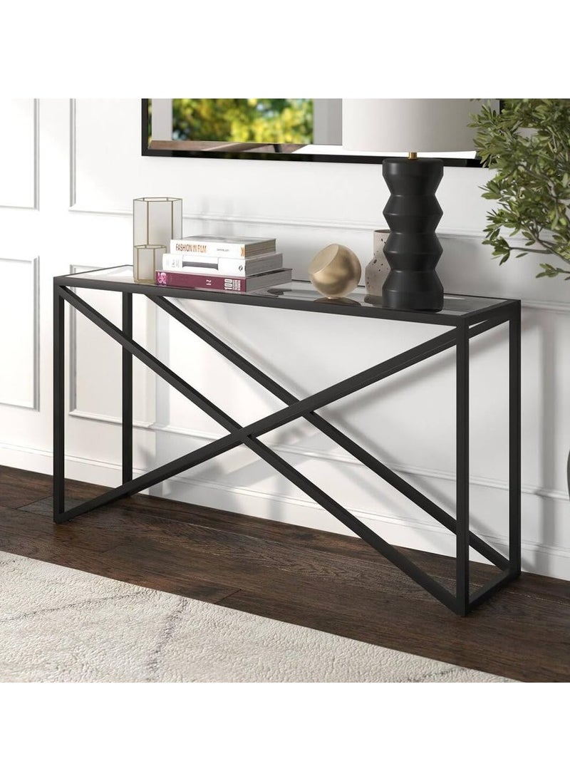 Modern Glass Console Table with Storage Shelves Versatile and Stylish Glass Sofa Table for Living Room Entryway and Kitchen Perfect Display Table