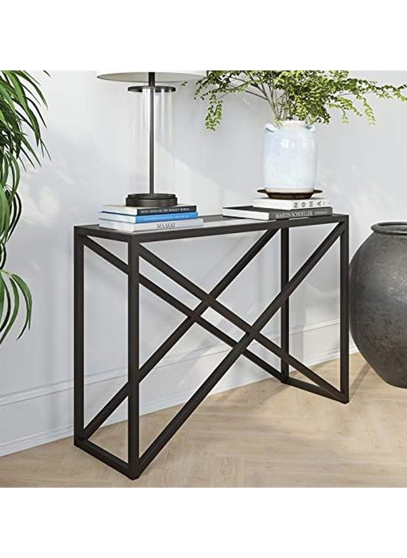 Modern Glass Console Table with Storage Shelves Versatile and Stylish Glass Sofa Table for Living Room Entryway and Kitchen Perfect Display Table