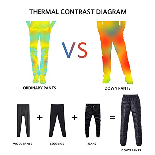 Tapasimme Men's Winter Warm Loose Packable Down Pants Puffer High Waisted Nylon Compression Lightweight Snow Trousers (X-Large, Black) - Image 4