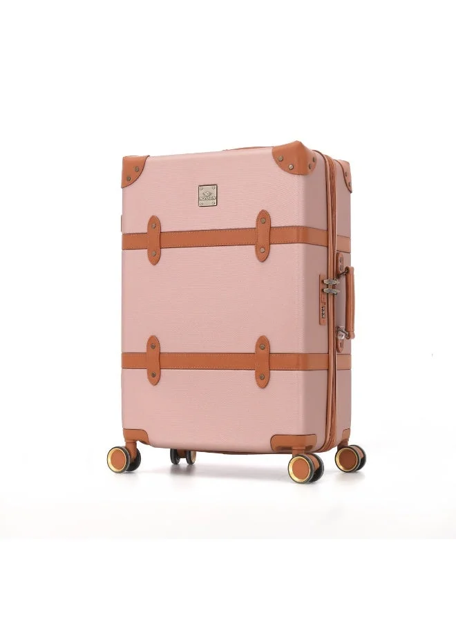Sonada SONSDA 4-Piece Hardshell Luggage Set with Spinner Wheels, TSA Lock, Pink Vintage Leather-Style