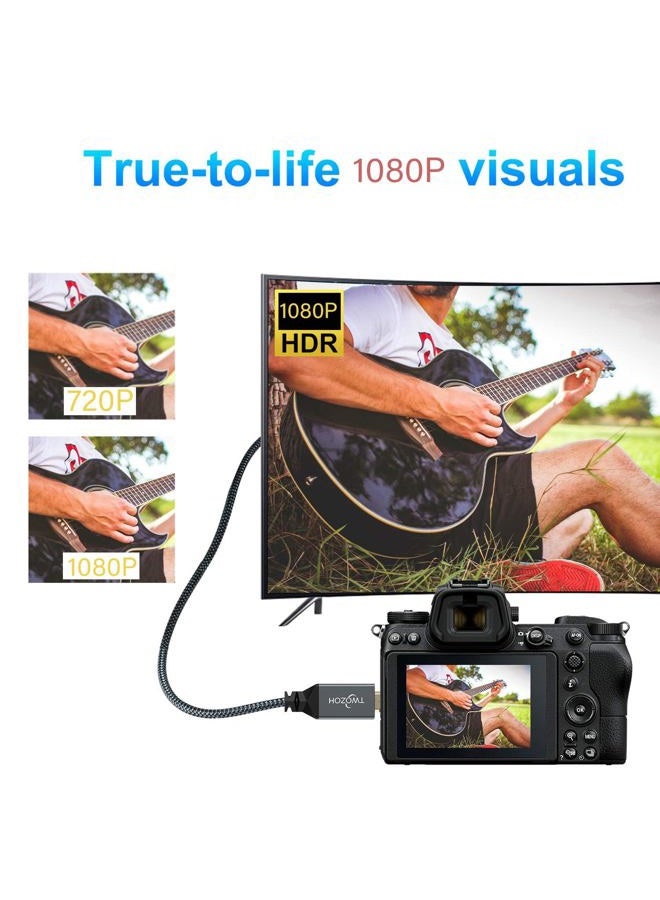 Twozoh Micro HDMI to HDMI Cable 1FT 2 Pack, Nylon Braided Micro HDMI Cable Support 3D/4K@60Hz 18Gbps/2160P/1080P for GoPro Hero7/8/9 Raspberry Pi 4 - Image 2