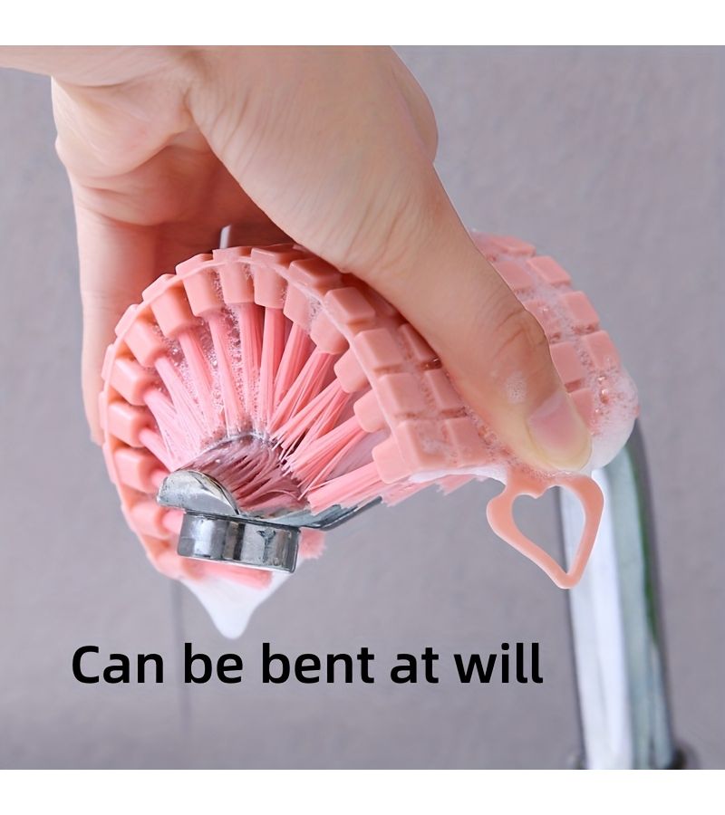Green Reusable Flexible Cleaning Brush Durable Plastic Multi Purpose Scrubber Versatile Easy To Use Design Suitable For Bathroom Kitchen And Hard To Reach Corners No Power Required Household Cleaning Tool Sturdy Structure 1pc - Image 1