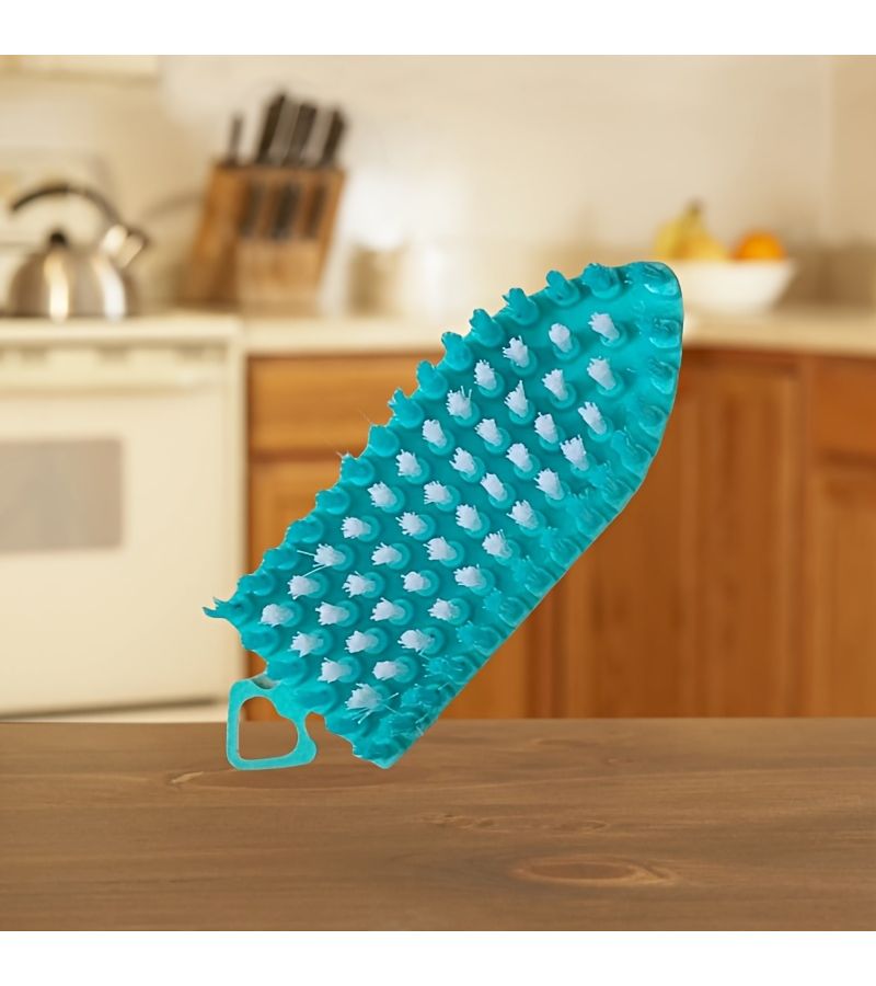 Green Reusable Flexible Cleaning Brush Durable Plastic Multi Purpose Scrubber Versatile Easy To Use Design Suitable For Bathroom Kitchen And Hard To Reach Corners No Power Required Household Cleaning Tool Sturdy Structure 1pc - Image 4
