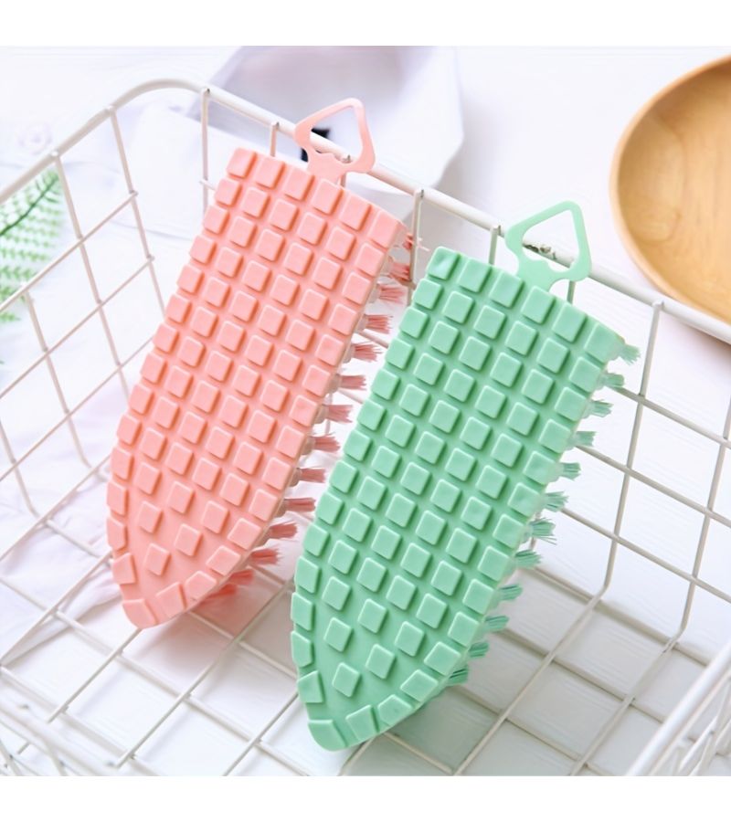 Green Reusable Flexible Cleaning Brush Durable Plastic Multi Purpose Scrubber Versatile Easy To Use Design Suitable For Bathroom Kitchen And Hard To Reach Corners No Power Required Household Cleaning Tool Sturdy Structure 1pc - Image 5