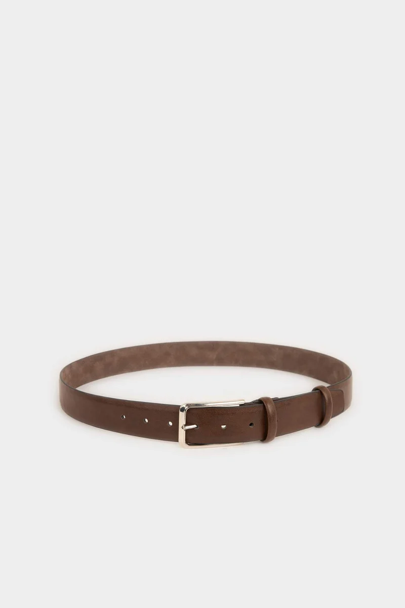 Man Rectangle Clasp Faux Leather Classic Belt
