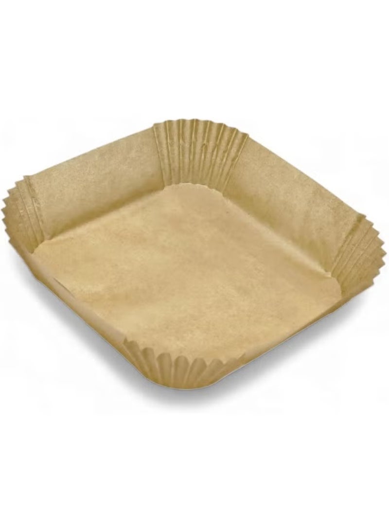 هوت باك ورق هواء ساخن هاتباك بطانات بنية مربعة 16 × 16 × 4.5 سم – 100 قطعة - Image 4