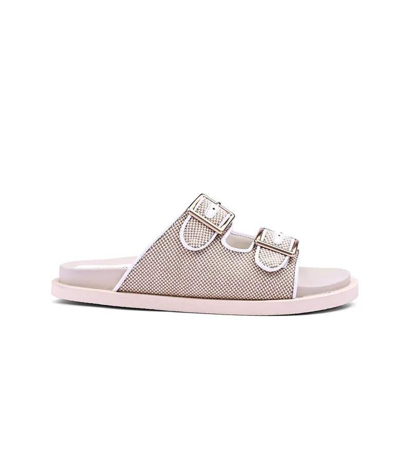 كابلي صندل مسطح نسائي منسوج بملمس ناعم