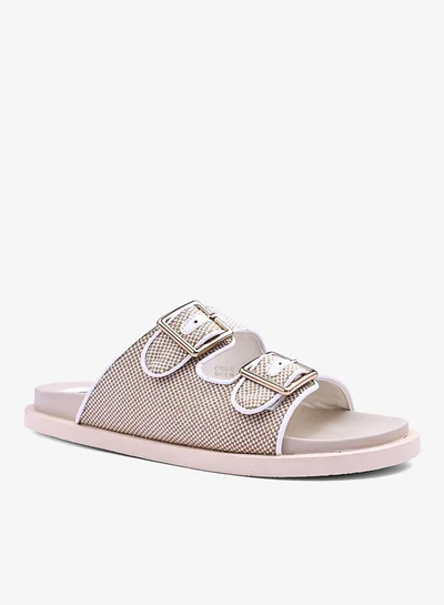 كابلي صندل مسطح نسائي منسوج بملمس ناعم