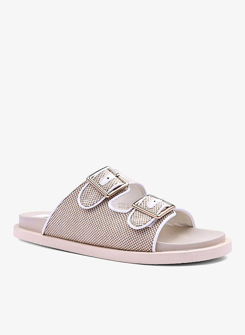 كابلي صندل مسطح نسائي منسوج بملمس ناعم