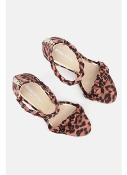 Kenneth Cole Women Zipper Closure Open Toe Sandals, Brown Combo  - Image 4