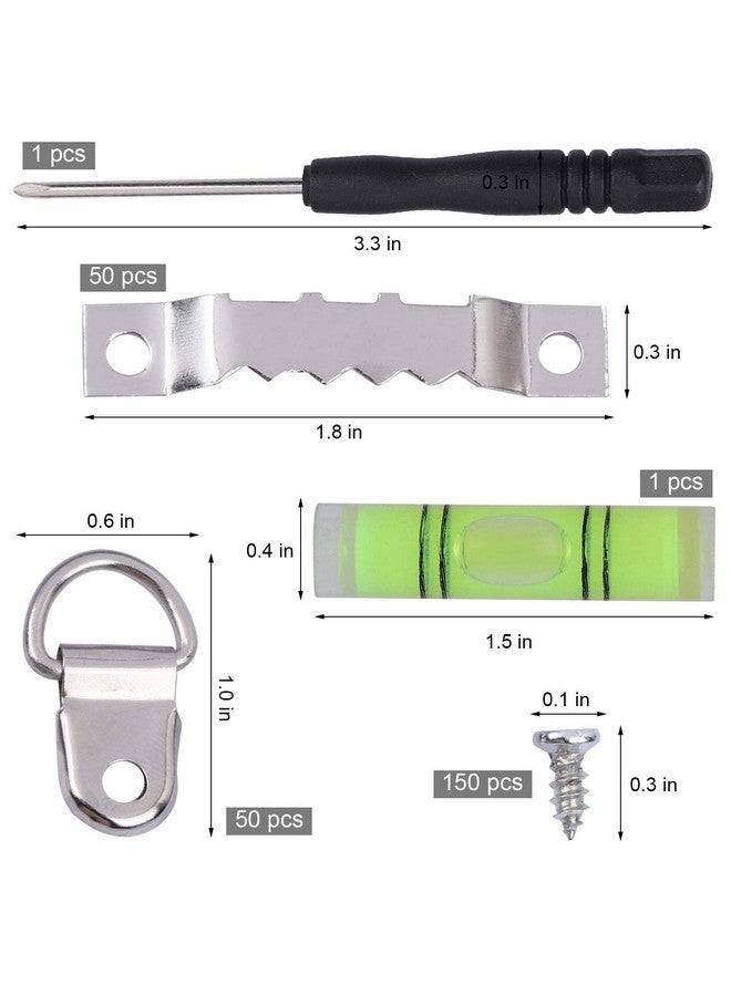 Tbestmax 252 D Ring Picture Frame Hanger And Sawtooth Photo Hanging Hardware Set With Screws And Spirit Level Silver  - Image 2