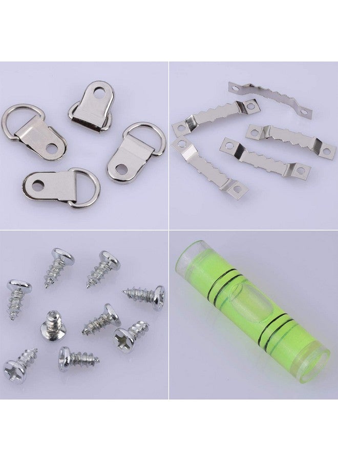 Tbestmax 252 D Ring Picture Frame Hanger And Sawtooth Photo Hanging Hardware Set With Screws And Spirit Level Silver  - Image 4