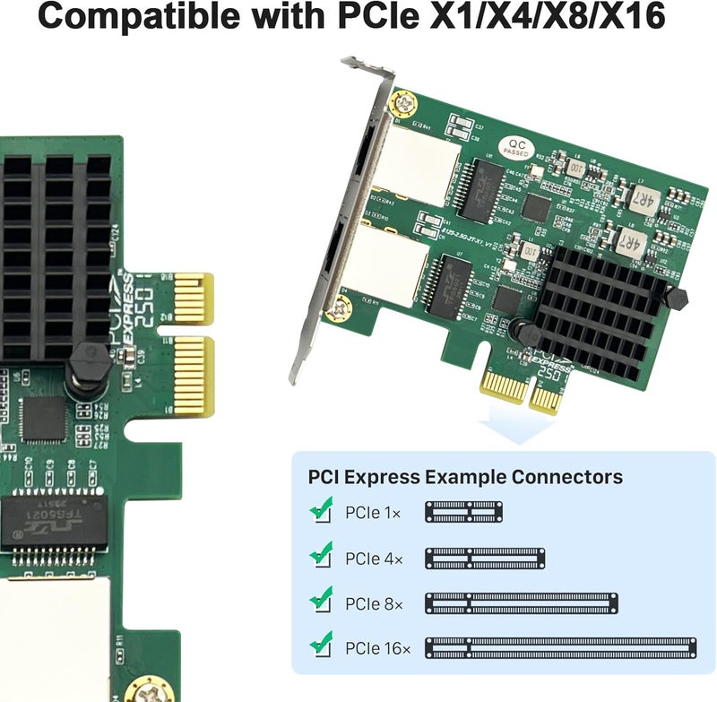 10جتيك 100M/1000M/2.5G بطاقة شبكة NIC، منفذان RJ-45، مع وحدة تحكم Realtek RTL8125BG، يدعم Windows/Windows Server/Linux/Ubuntu/Centos/Vmware - Image 5