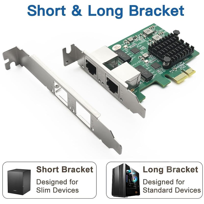 10جتيك 100M/1000M/2.5G بطاقة شبكة NIC، منفذان RJ-45، مع وحدة تحكم Realtek RTL8125BG، يدعم Windows/Windows Server/Linux/Ubuntu/Centos/Vmware - Image 2