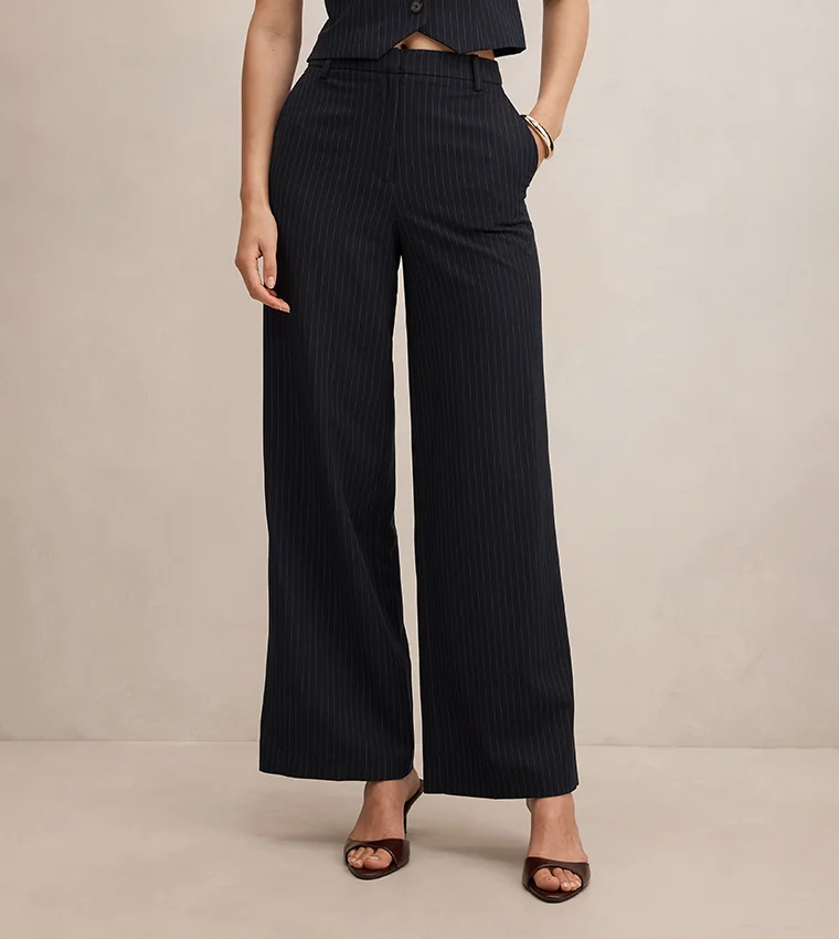 فورايفر نيو Paloma Pinstripe Wide-Leg Pants