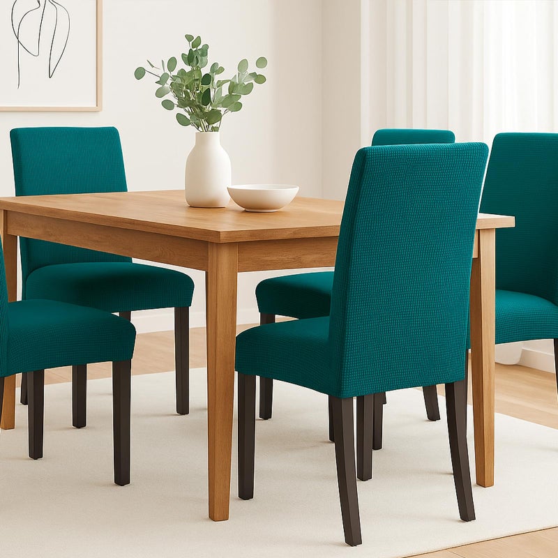 Aertiavty Chair Covers for Dining Room Set of 4 Kitchen Chair Seat Covers, Dining Room Chair Covers Chair Slipcover Parsons Chair Covers, Teal - Image 2