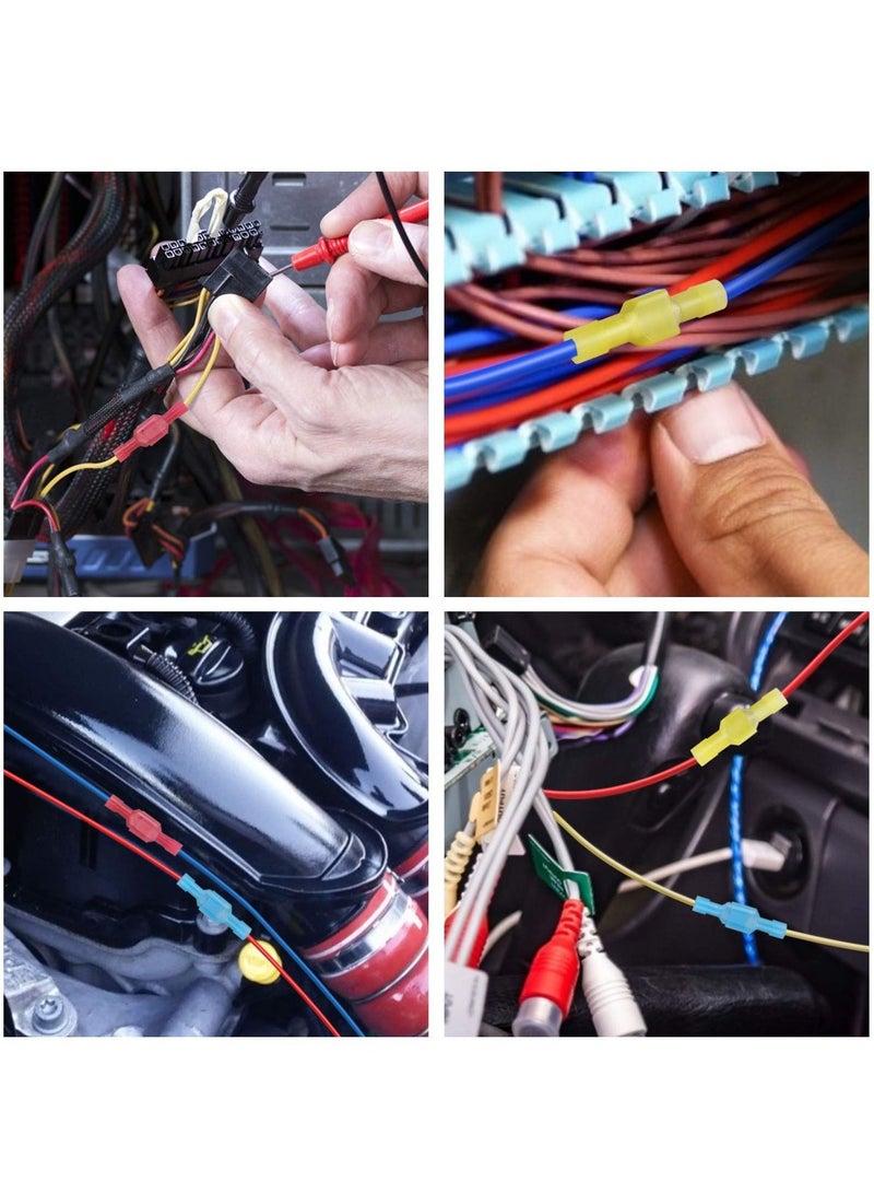 SYOSI Nylon Spade Quick Disconnect Connectors Kit Electrical Insulated Terminals, Male and Female Spade Wire Crimp Terminal Assortment Kit Resists Corrosion 3 Colors 200 Pcs - Image 5